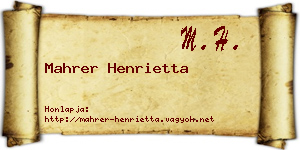Mahrer Henrietta névjegykártya